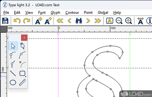 Providing you with basic drawing tools, this OpenType font editor can create - Screenshot of Type light