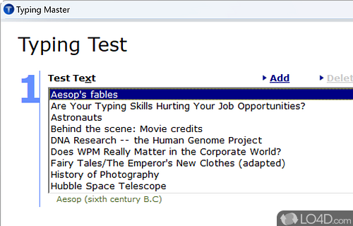 Personalized training recommendations - Screenshot of Typing Master