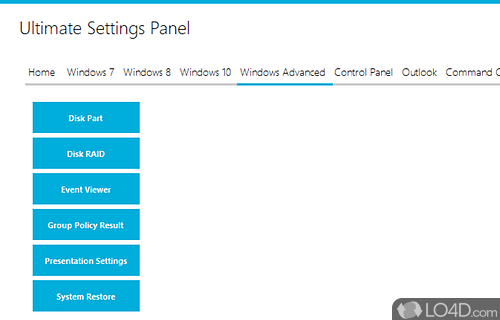 Modify Outlook and Server Administration options - Screenshot of Ultimate Settings Panel