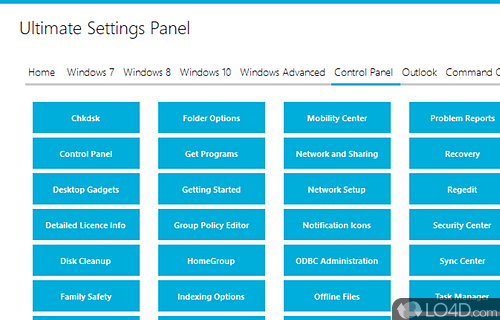A handy program - Screenshot of Ultimate Settings Panel