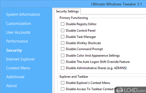 Practical and user-friendly system tweaker - Screenshot of Ultimate Windows Tweaker