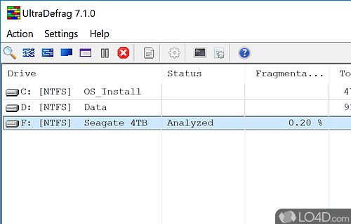 Powerful defragmentation tool that can analyze and optimize hard drives, in order to enhance the processing speed of computer - Screenshot of UltraDefrag