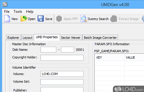 User interface - Screenshot of UMDGen