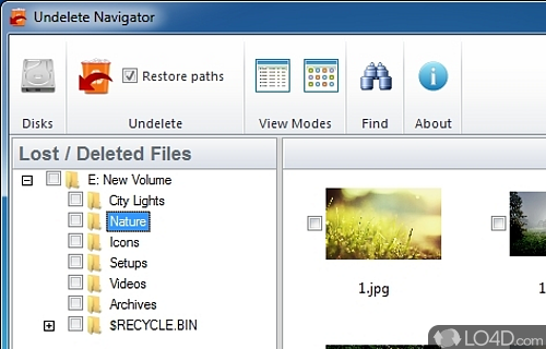 Screenshot of Undelete Navigator - Quick and app that recovers deleted files and folders from drives, with support for FAT, FAT32 and NTFS file systems