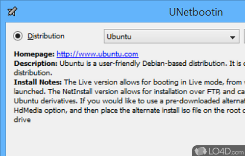 User interface - Screenshot of UNetbootin Portable