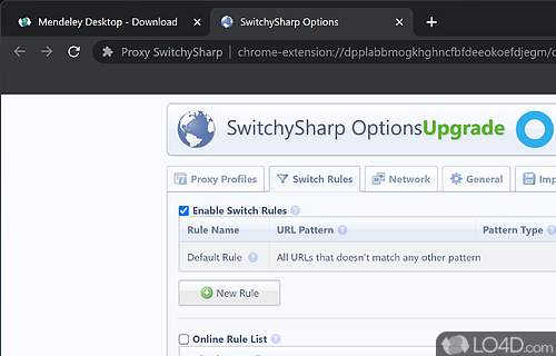 Includes the SwitchySharp proxy addon by default - Screenshot of UnGoogled Chromium