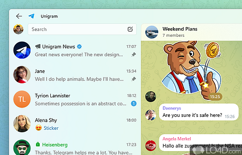 Screenshot of Unigram - Stay up-to-date with chat buddies with this Telegram-based IM client that offers secure caching
