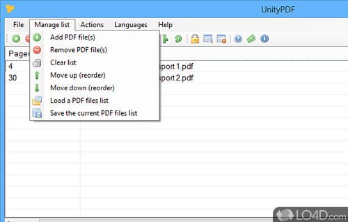 Split or merge PDF files - Screenshot of UnityPDF