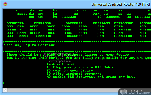 Screenshot of Universal Android Rooter - Software utility that can activate the root function on Android-based mobile phone