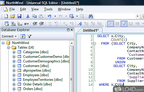 Universal SQL Editor Screenshot