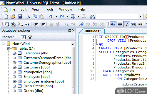 Screenshot of Universal SQL Editor - Write and execute SQL statements using the graphical environment provided by this tool
