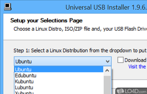 Step-by-step approach - Screenshot of Universal USB Installer