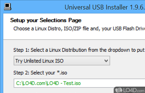 Provide the ISO path - Screenshot of Universal USB Installer