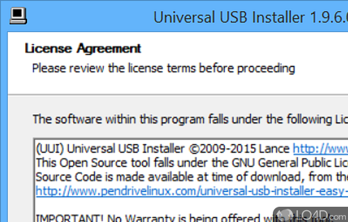 Select the USB drive - Screenshot of Universal USB Installer