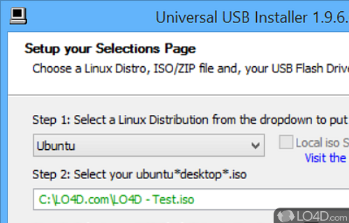 Piece of software that adopts a step-by-step approach for helping you run a live Linux distribution from a USB flash drive - Screenshot of Universal USB Installer