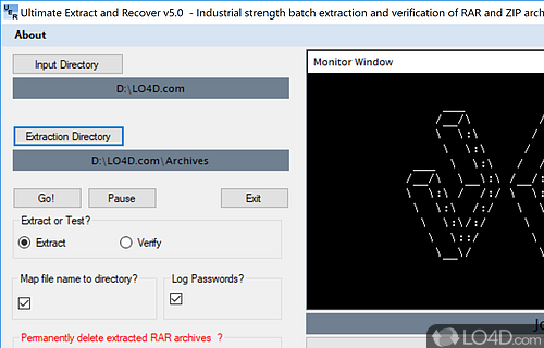 Extract all the RAR files from a folder and delete the archives after the process is done or only verify the archives - Screenshot of Ultimate Extract and Recover