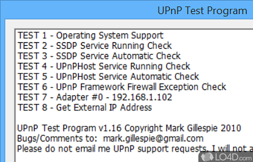 Screenshot of UPnP Test - Help get UPnP setup correctly