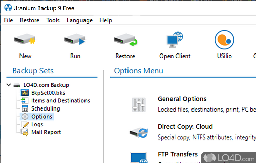 Schedule backups, enable email reports, configure settings - Screenshot of Uranium Backup