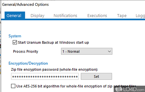 User interface - Screenshot of Uranium Backup