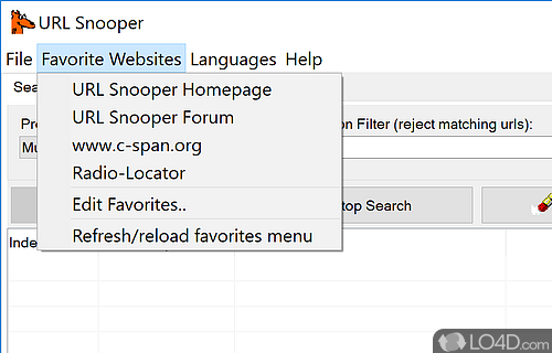 User interface - Screenshot of URL Snooper