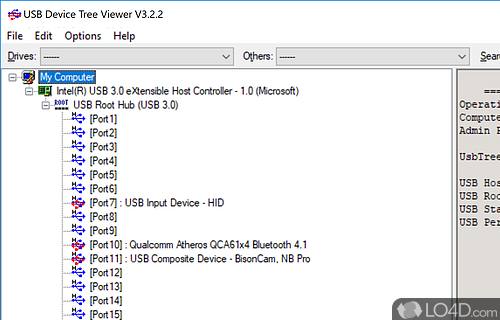 User interface - Screenshot of USB Device Tree Viewer