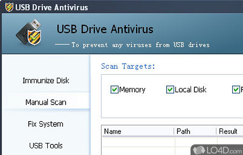 Screenshot of USB Drive Antivirus - Includes a set of features for preventing virus spreading through USB removable drives