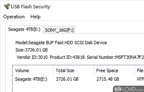 Screenshot of USB Flash Security - Software solution that can protect the documents on USB flash drive with a password of choosing