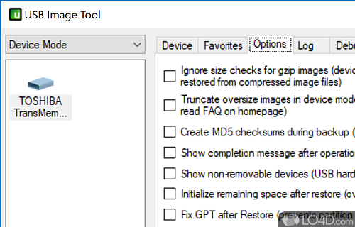 Backup and restore the content of USB stick - Screenshot of USB Image Tool