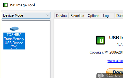 User interface - Screenshot of USB Image Tool