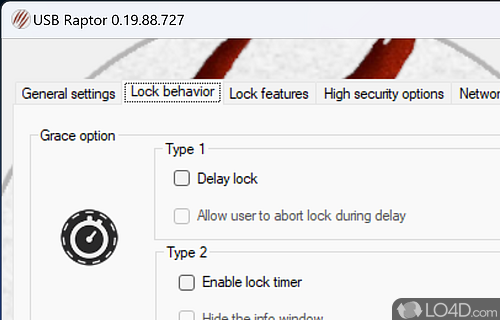 Allows multiple unlocking methods - Screenshot of USB Raptor