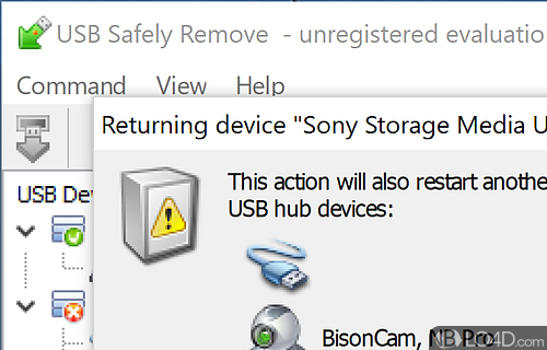 User interface - Screenshot of USB Safely Remove