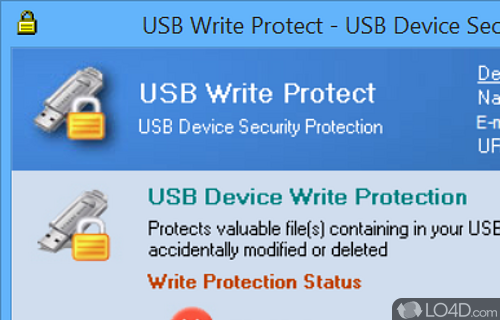Screenshot of USB Write Protect - Prevent data on USB storage device to be accidentally deleted