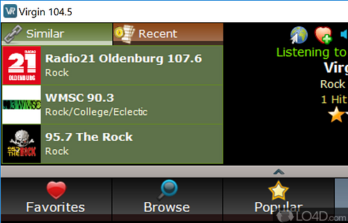 User interface - Screenshot of V-Radio