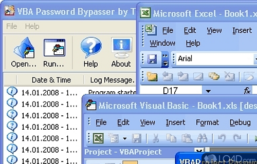 Screenshot of VBA Password Bypasser - Bypass VBA projects code password protection for any VBA-enabled documents with the help of an app