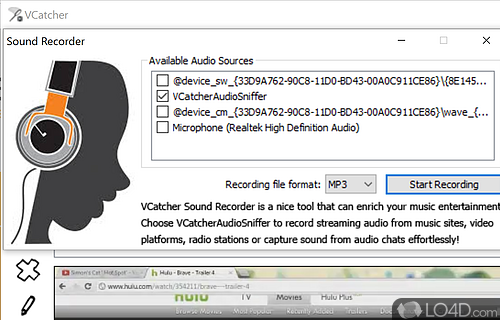Extra tools and configuration settings - Screenshot of VCatcher