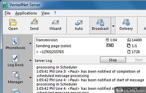 Screenshot of Venta4Net - Advanced network solution for fax and voice mail exchange with a modem or Internet telephony