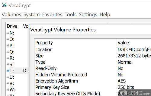 Partitions encryption - Screenshot of VeraCrypt