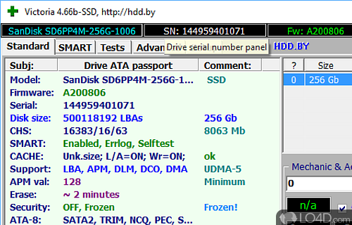 Track your hard drive's well-being - Screenshot of Victoria SSD/HDD