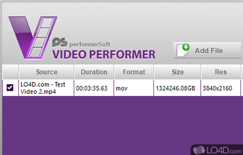 Convert video files to various formats - Screenshot of Video Performer