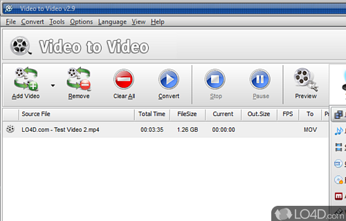 Configure audio and video settings - Screenshot of Video to Video Converter