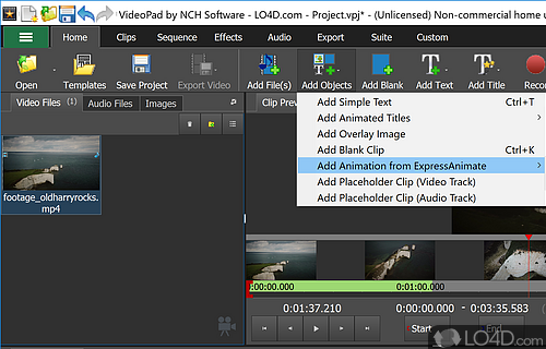 Free video editing software - Screenshot of VideoPad Video Editor Free