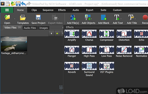 Text snippets, color correction, and light balance - Screenshot of VideoPad Video Editor Free