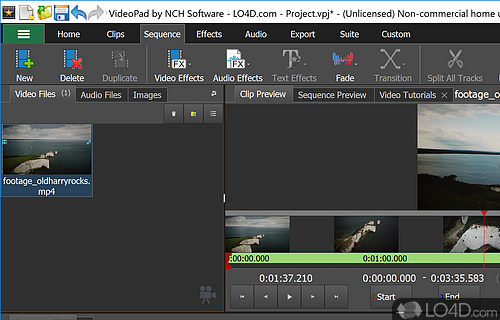 Range of transitional effects - Screenshot of VideoPad Video Editor Free
