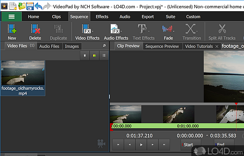 Range of transitional effects - Screenshot of VideoPad Video Editor