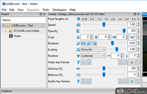 Advanced video editor that enables users to create movie sequences - Screenshot of Vidiot