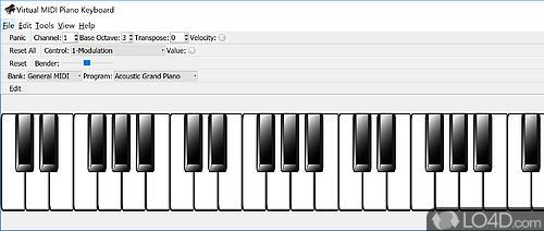 Program designed for all computer users who want to practice playing the piano in a virtual environment with options - Screenshot of Virtual MIDI Piano Keyboard