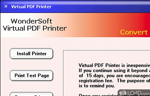 Screenshot of Virtual PDF Printer - User interface