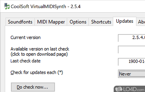 User interface - Screenshot of VirtualMIDISynth