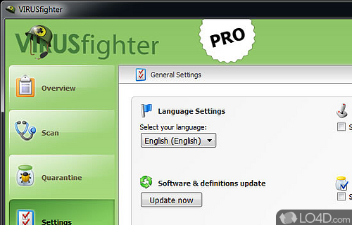 Screenshot of VIRUSfighter - Antivirus software that provides protection against various threats, cleans up malicious components