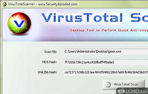 Screenshot of VirusTotal Scanner - User interface